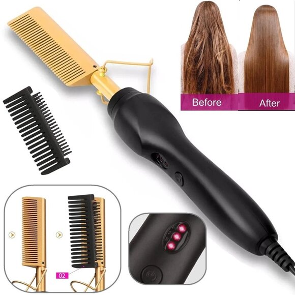 Hair Straightener Comb Pro Electric Beard Straightening Comb Heat Hot Comb Press - Picture 1 of 11
